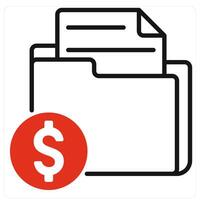 Finance Folder icon in red color vector