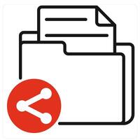 Sharing File icon in red color vector
