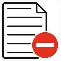 Remove File icon in red color vector