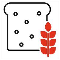 Bread icon in red color vector