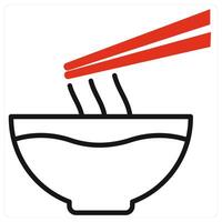Noodles icon in red color vector