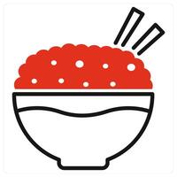 Rice icon in red color vector