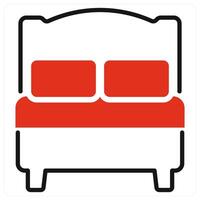 Bed icon in red color vector