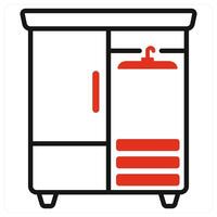 Wardrobe icon in red color vector
