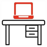 Desk icon in red color vector