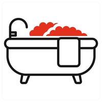 Bath Tub icon in red color vector