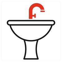 Washbasin icon in red color vector