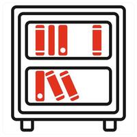 Bookshelf icon in red color vector