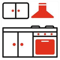 Kitchen icon in red color vector