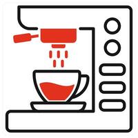 Coffee Machine icon in red color vector