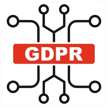 Gdpr Circuit icon in red color vector