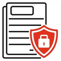 Document Protection icon in red color vector