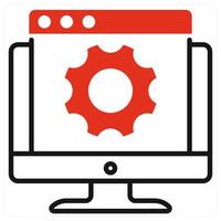 Web Setting icon in red color vector
