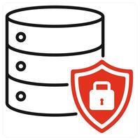 Data Protection icon in red color vector