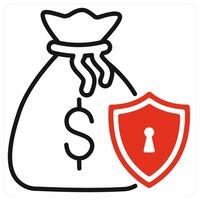 Money Protection icon in red color vector