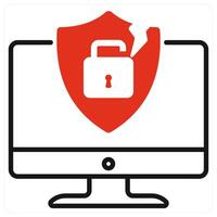 Security Breach icon in red color vector