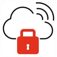 Cloud Security icon in red color vector