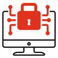 Data Encryption icon in red color vector