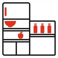 Refrigerator and cooling icon in red color vector