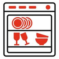 Dishwasher icon in red color vector