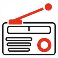 Radio icon in red color vector