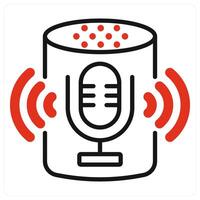 Voice Assistant icon in red color vector