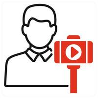 Vlogger icon in red color vector