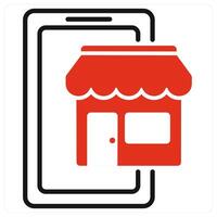 Mobile Store icon in red color vector