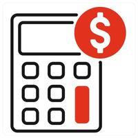 Calculator icon in red color vector