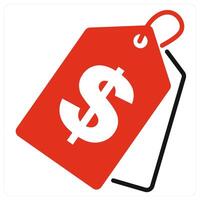 Price Tag and label icon in red color vector