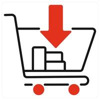 Cart icon in red color vector