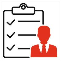 Survey icon in red color vector