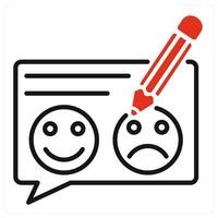 Feedback icon in red color vector