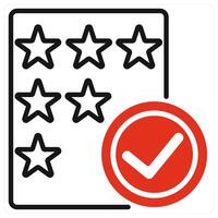 Rating Verification icon in red color vector