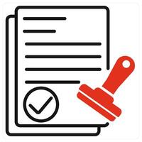 Verified Approval icon in red color vector