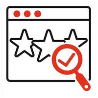 Review Verification icon in red color vector