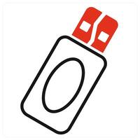 Pendrive icon in red color vector