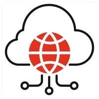 Cloud Network icon in red color vector