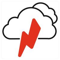Thunderstorm icon in red color vector