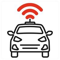 Autonomous Car icon in red color vector