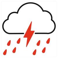 Lightning Rain icon in red color vector