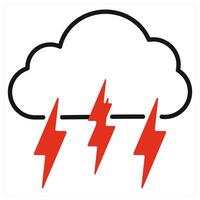 Lightning icon in red color vector