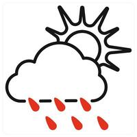 Cloudy And Rain icon in red color vector