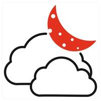 Cloudy Night icon in red color vector