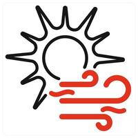 Wind and Sun icon in red color vector