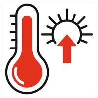 High Temperature icon in red color vector