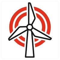 Wind Turbine icon in red vector