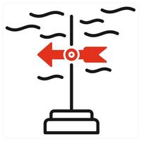 Wind Direction and compass icon in red color vector