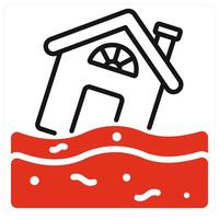 Flooding icon in red color vector