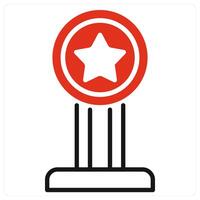Trophy and victory icon in red color vector